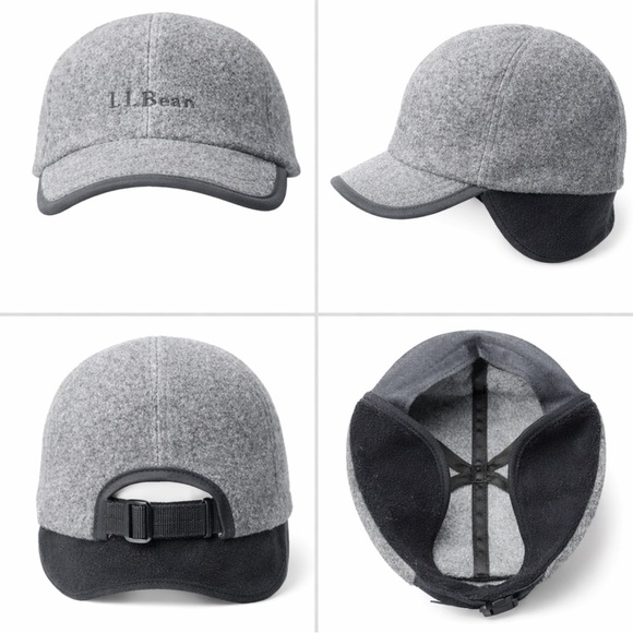 L.L. Bean Other - Vintage L.L . Bean Gray Black Fleece Polartec Hat Cap Ear Flaps Size L/XL